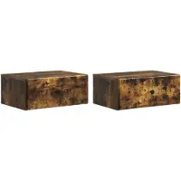 vidaXL Cabinet de chevet mural 2 pcs Chêne fumé 49 x 34,5 x 20 cm