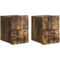 vidaXL Cabinet de chevet mural 2 pcs Chêne fumé 33 x 34,5 x 43 cm