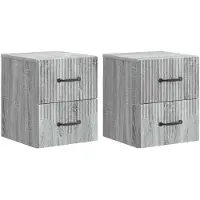 vidaXL Cabinet de chevet mural 2 pcs Sonoma gris 34,5 x 33 x 40 cm