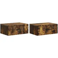vidaXL Cabinet de chevet mural 2 pcs Chêne fumé 49 x 34,5 x 20 cm