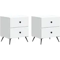 vidaXL Cabinet de chevet avec tiroir 2 pcs Blanc 43 x 34,5 x 47,5 cm