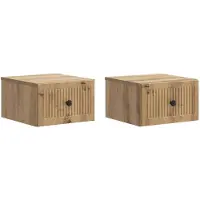 vidaXL Cabinet de chevet mural 2 pcs Chêne artisanal 33 x 34,5 x 20 cm