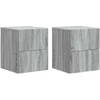 vidaXL Cabinet de chevet mural 2 pcs Sonoma gris 33 x 34,5 x 40 cm