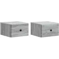 vidaXL Cabinet de chevet mural 2 pcs Sonoma gris 34,5 x 33 x 20 cm