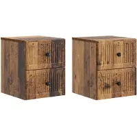 vidaXL Cabinet de chevet mural 2 pcs Bois ancien 33 x 34,5 x 40 cm