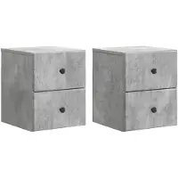 vidaXL Cabinet de chevet mural 2 pcs Gris béton 34,5 x 33 x 40 cm