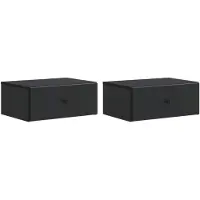 vidaXL Cabinet de chevet mural 2 pcs Noir 49 x 34,5 x 20 cm