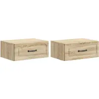 vidaXL Cabinet de chevet mural 2 pcs Chêne Sonoma 49 x 34,5 x 20 cm