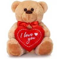 Matches21 HOME & HOBBY Ours en peluche avec cœur I LOVE YOU brun 25 cm