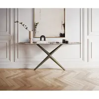 DELIFE Console Edge forme bateau 180x40 cm Céramique Patagonia Poliert Estelo Métal Effektfinish Titan