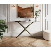 DELIFE Console Edge forme bateau 140x40 cm Céramique Patagonia Poliert Estelo Métal Effektfinish Titan