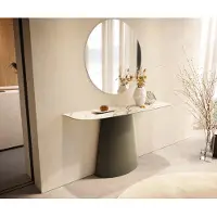 DELIFE Console Edge forme bateau 140x40 cm Céramique Calacatta Luxe Weiß-Gold-Gris Conos Métal Effektfinish Titan
