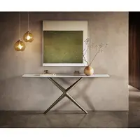 DELIFE Console Edge forme bateau 180x40 cm Céramique Onyx Pearl Estelo Métal Effektfinish Titan
