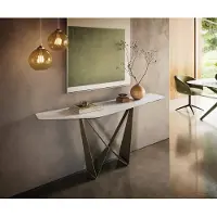 DELIFE Console Edge Polygonal 180x50 cm Céramique Onyx Pearl Spios Métal Effektfinish Titan