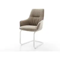 DELIFE Cantilever Zelia-Flex avec accoudoirs bouclé boue pied cantilever plat blanc ressorts ensachés