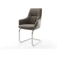 DELIFE Cantilever Zelia-Flex avec accoudoirs tissu structuré doux taupe pied cantilever plat acier inoxydable ressorts ensachés