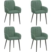 vidaXL - 4 chaises de salle à manger, tissu velours, vert océan, 56,5 x 50 x 86 cm