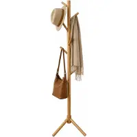 Relaxdays , porte-manteau, 8 crochets, portant à vêtements modulaire, jusqu'à 175 cm de hauteur, idéal pour l'entrée et le bureau, en bois de pin, finition naturelle