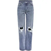 Pieces Holly Wide Destroy Jeans taille haute bleu 29 / 32 Femme bleu 29