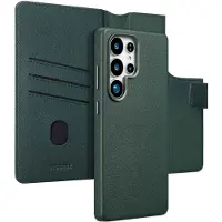 Accezz Étui de télephone portefeuille en cuir 2-en-1 avec MagSafe pour Samsung Galaxy S25 Ultra - Cedar Green