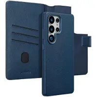 Accezz Étui de télephone portefeuille en cuir 2-en-1 avec MagSafe pour Samsung Galaxy S25 Ultra - Nightfall Blue