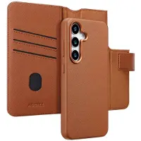 Accezz Étui de télephone portefeuille en cuir 2-en-1 avec MagSafe pour Samsung Galaxy S25 - Sienna Brown