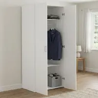 Dmora Alibabba - Armoire Polyvalente 2 Portes, 78x175h cm Blanc, Porte-manteaux
