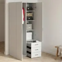 Dmora Arci - Garde-robe 2 portes\, 78x175h cm Blanc, 3 Tablettes