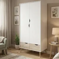 Dmora Archilllo - Armoire 2 Portes, 99x200h cm Blanc, Porte-manteaux