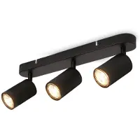 B.K.Licht - Plafonnier à spot orientable 39x6x9cm Rectangulaire 3x douille GU10 Métal IP20 Plafonnier d'intérieur Salon, chambre, cuisine, noir, sans ampoules