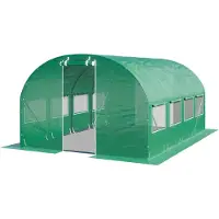 TOOLPORT Serre de Jardin Serre Tunnel Plastique Robuste 3x4m - Bâche PE 180g/m² vert transparent