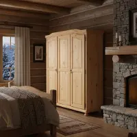 Dmora Calosso - Garde-robe 3 portes\, 150x56 cm Chêne Marron, Porte-manteau