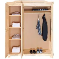Dmora Calosso - Garde-robe 3 portes\, 150x56 cm Chêne Marron, Porte-manteau