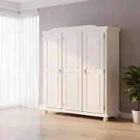 Dmora Calosso - Garde-robe 3 portes\, 150x56 cm Blanc, Porte-manteaux