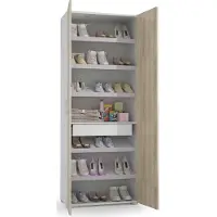 Dmora Angy - Armoire polyvalente 2 portes, 72x195h cm Chêne Brun, un tiroir Italy