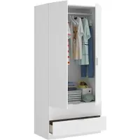 Dmora Anya - Armoire 2 Portes, 81x184h cm Blanc, Porte-manteaux