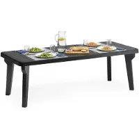 Dmora Canards - Table Extérieure, 160x90x74h cm Noir Anthracite, 10 Places Italy