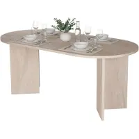 Dmora Monterano - Table fixe, 180x90x75h cm Marbre Blanc, 6 places