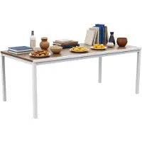 Dmora Sarnia - Table d'extérieur, 200x95x75h cm Chêne Marron, 8 Places