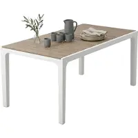 Dmora Innisfail - Table d'Extérieur, 160x90x74 cm Blanc, 6 Places