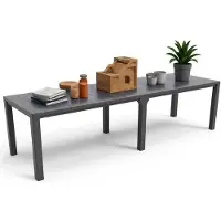 Dmora Brossard - Table d'extérieur, 294x90x75h cm Noir Anthracite, 12 Places
