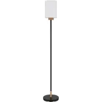 Globo Lampe sur pied ROWENA, verre, noir mat, opale, douille E27, hauteur 150 cm