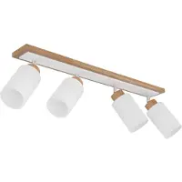 Globo Lighting Plafonnier, bois brun, métal blanc, orientable, L 81 cm