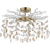 Globo Plafonnier DANNA, métal doré, effet cristal, 8 ampoules G9, diamètre 61 cm
