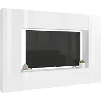 Dmora Amel - Paroi murale, 260x30x180h cm Blanc Brillant, 11 Étagères Fabriqué en Italie