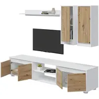 Dmora Astulo - Murale, 200x40x114h cm Blanc, 7 Étagères