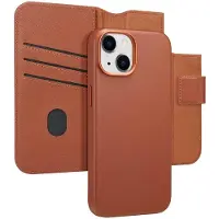 Accezz Étui de télephone portefeuille en cuir 2-en-1 avec MagSafe pour Apple iPhone 14 - Sienna Brown
