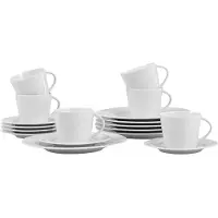 Caterado Kaffeeservice ISTA, 18-teilig, je 6 Kaffeetassen, Untertassen, Dessertteller, Porzellan, weiss