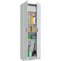 Dmora Altiplano - Armoire Polyvalente 2 Portes, 59x180h cm Blanc, 6 Étagères