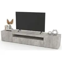 Dmora Amore - Meuble TV 200x40x37h cm Gris Béton, 2 Étagères Italy